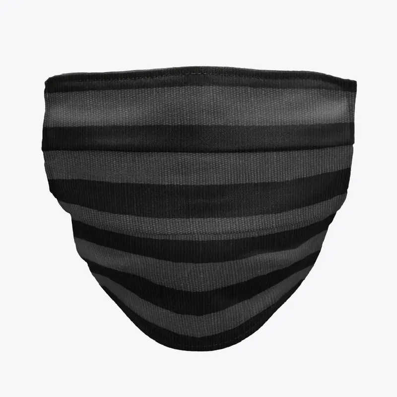 Striped Face Mask - Black and Grey